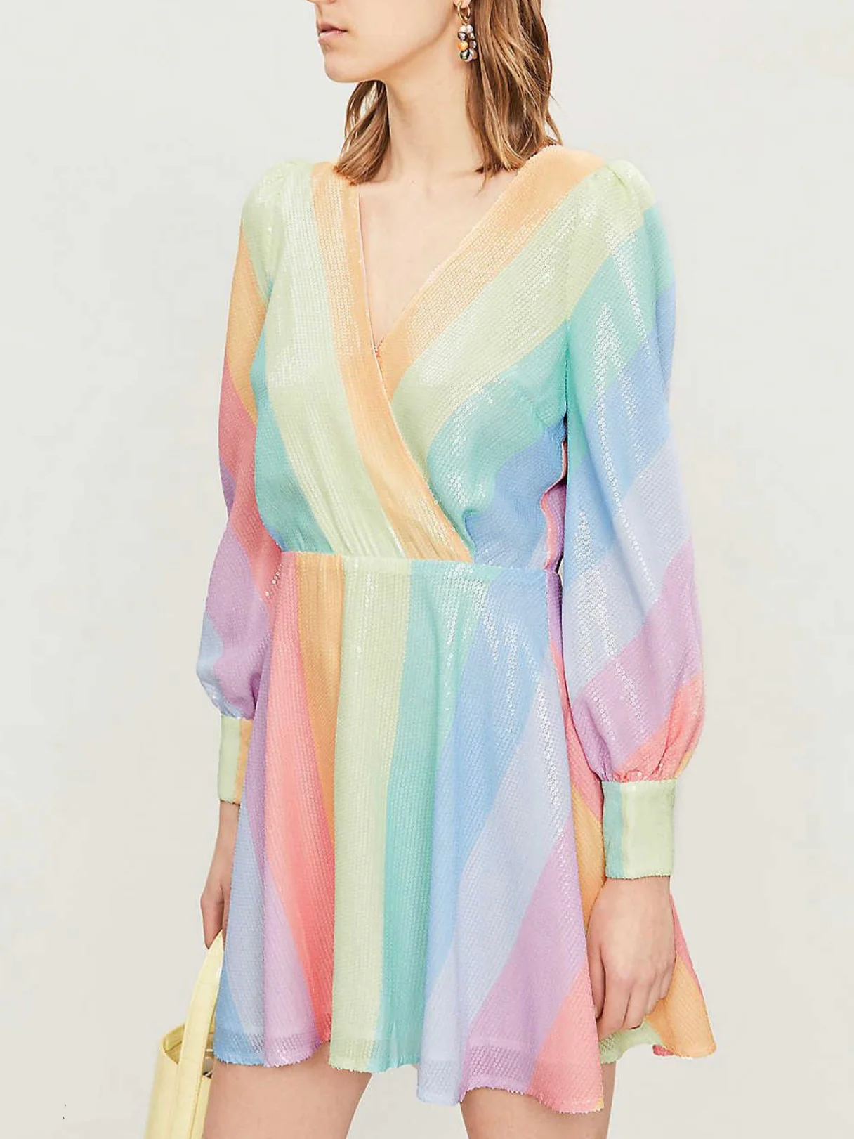 Taylor Pastel Multi Stripe Sequin Dress - Image 3