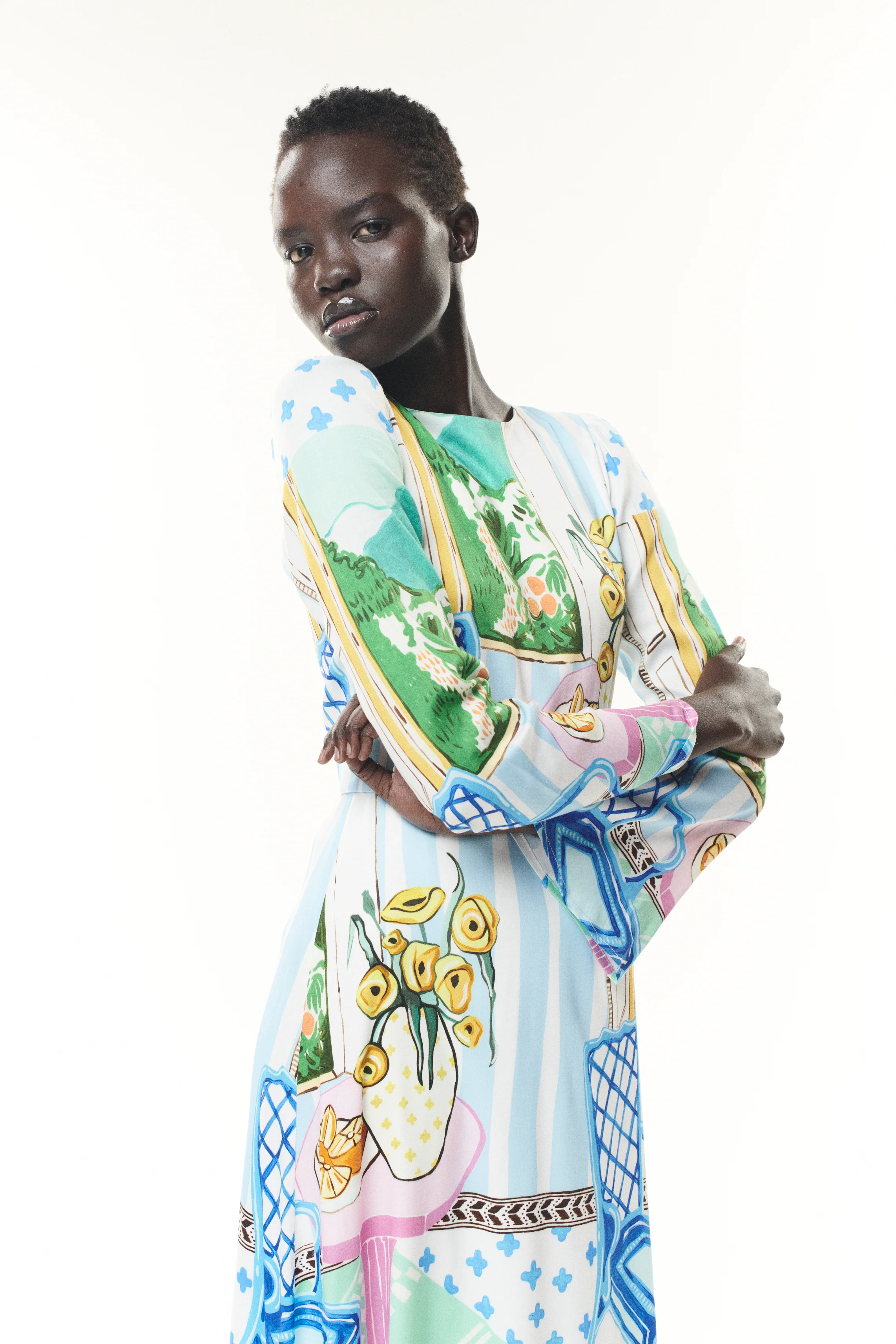 Zadie Scene Print Belted Midi Dress RENTAL - Image 3