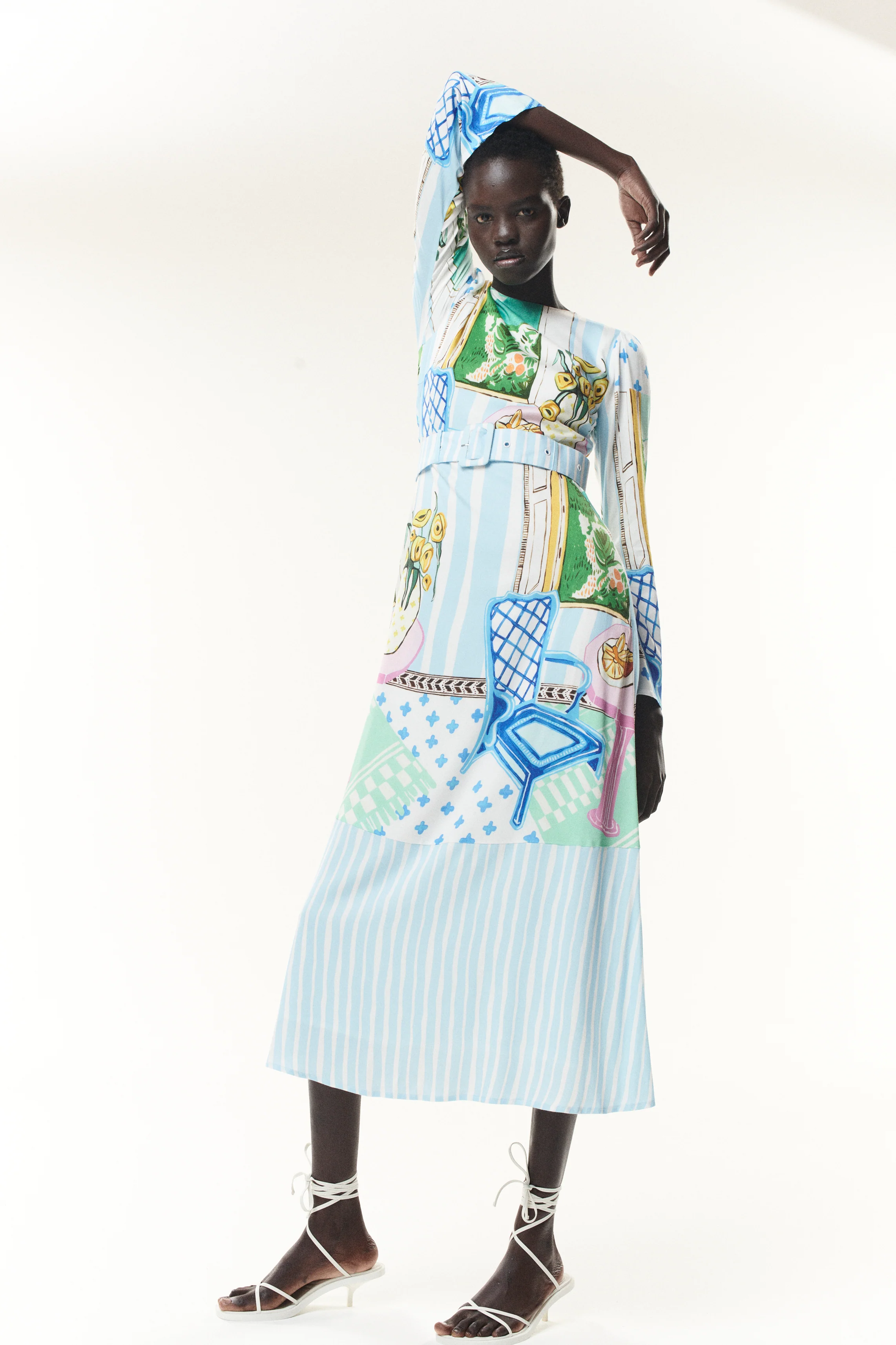 Zadie Scene Print Belted Midi Dress RENTAL - Image 7